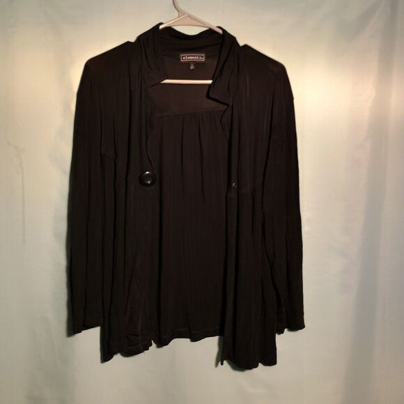 Elementz Black Long Sleeve Jacket Top with Oversized Button Women’s Size: Large - Picture 1 of 4